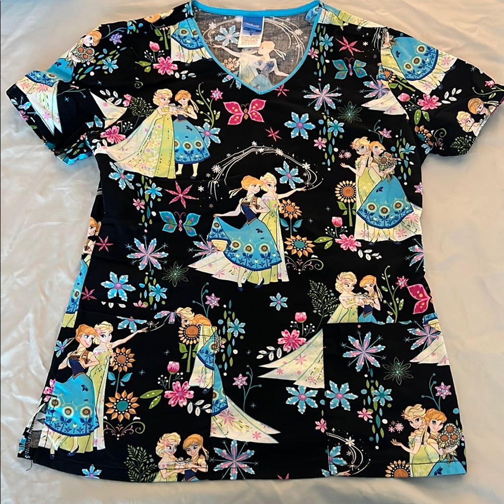 Disney Frozen Scrub Top: Anna and Elsa